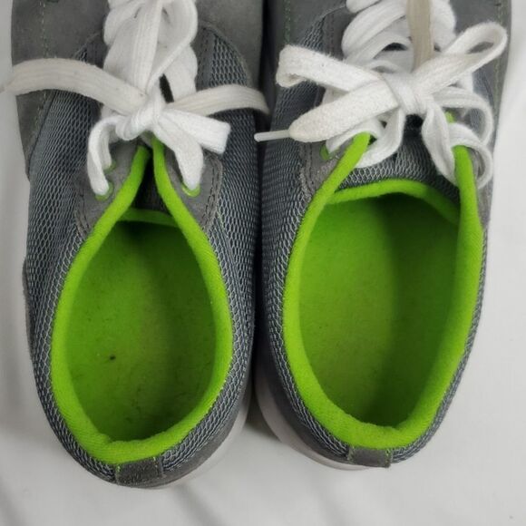 10 GRAY SUEDE LEATHER green lace up sneakers tennis shoes OLD NAVY - Picture 2 of 12
